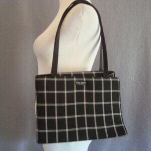 KATE SPADE Look Alike Vintage Black White Linen Purse Snap Closure